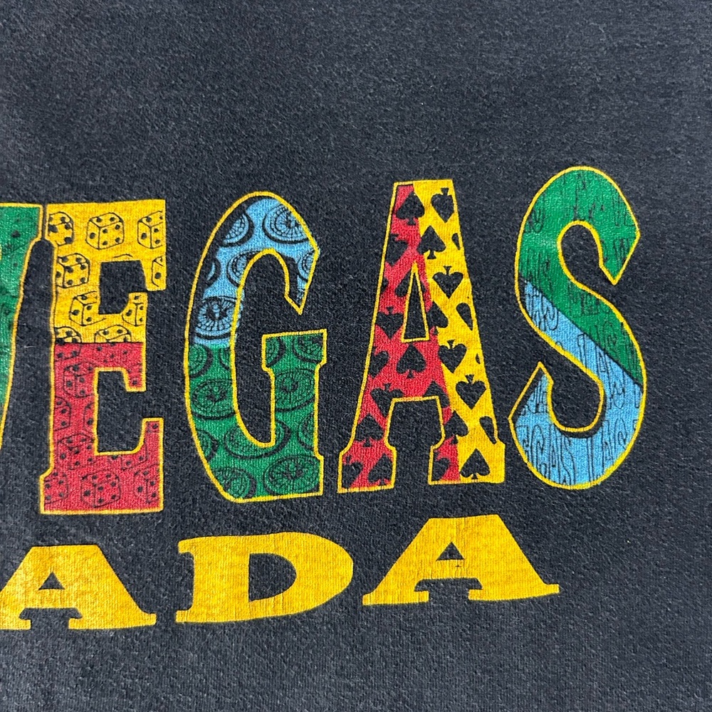 Vintage Black Las Vegas Nevada T-Shirt Tag 🏷️ True Champ Letters Design 🎰